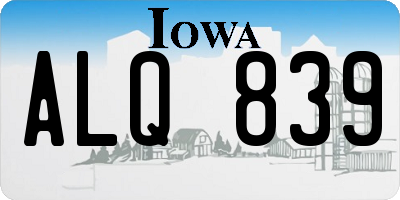 IA license plate ALQ839