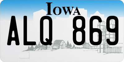 IA license plate ALQ869