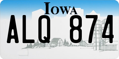 IA license plate ALQ874