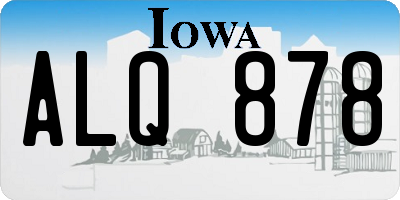 IA license plate ALQ878