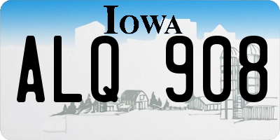 IA license plate ALQ908