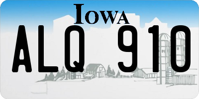IA license plate ALQ910