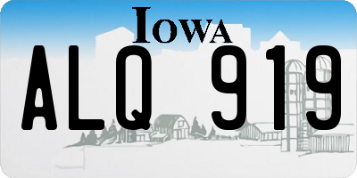 IA license plate ALQ919