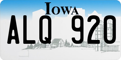 IA license plate ALQ920