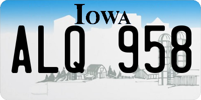 IA license plate ALQ958