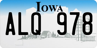 IA license plate ALQ978