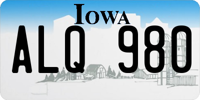 IA license plate ALQ980