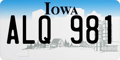 IA license plate ALQ981