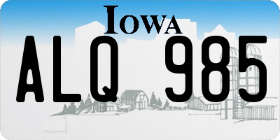 IA license plate ALQ985