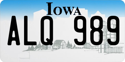 IA license plate ALQ989