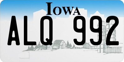 IA license plate ALQ992