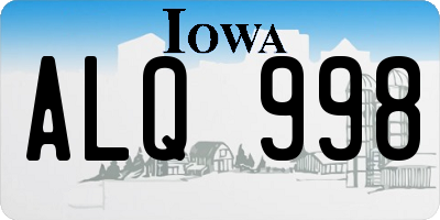 IA license plate ALQ998