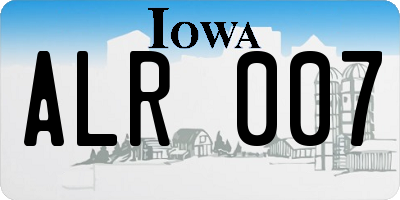 IA license plate ALR007