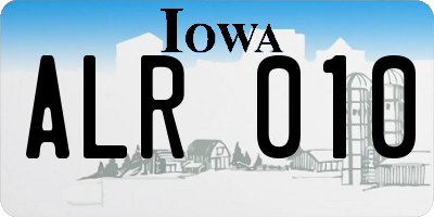 IA license plate ALR010