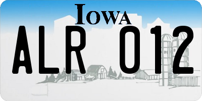 IA license plate ALR012