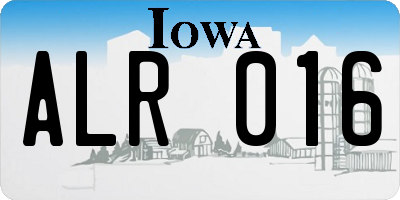 IA license plate ALR016