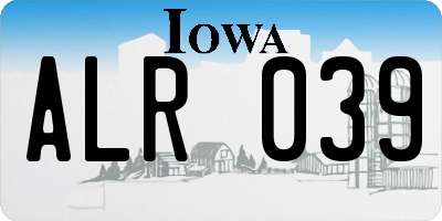IA license plate ALR039