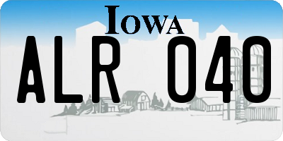 IA license plate ALR040