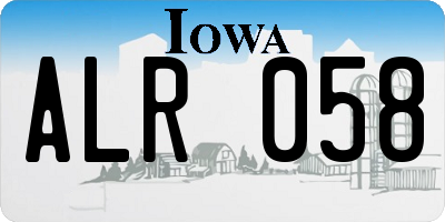IA license plate ALR058