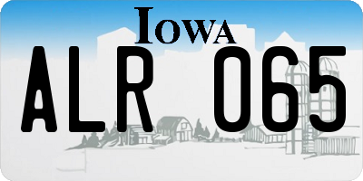 IA license plate ALR065