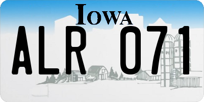IA license plate ALR071