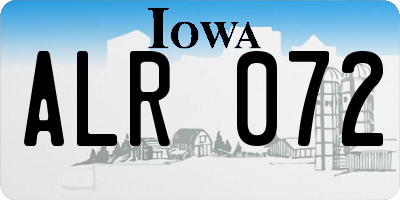 IA license plate ALR072