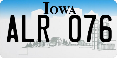 IA license plate ALR076