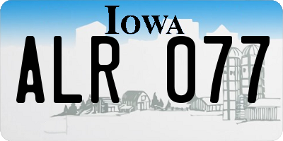 IA license plate ALR077