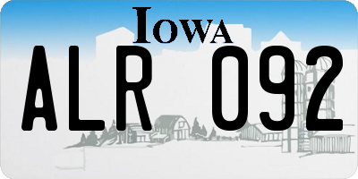 IA license plate ALR092