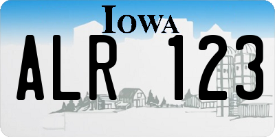 IA license plate ALR123