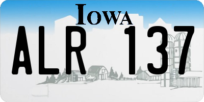 IA license plate ALR137