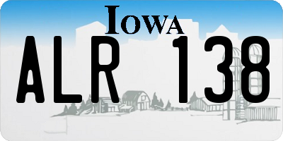 IA license plate ALR138