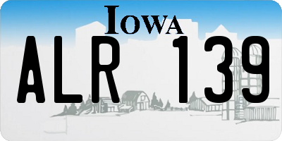 IA license plate ALR139
