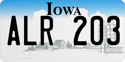 IA license plate ALR203