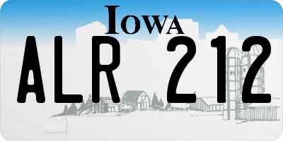 IA license plate ALR212