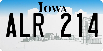 IA license plate ALR214