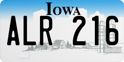 IA license plate ALR216