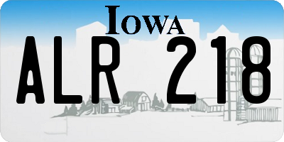 IA license plate ALR218