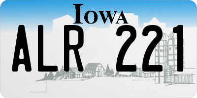 IA license plate ALR221
