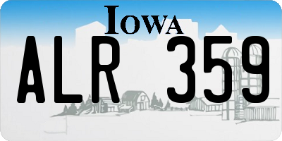 IA license plate ALR359