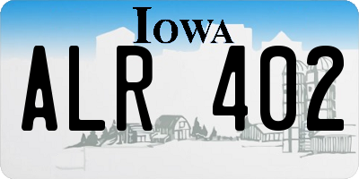 IA license plate ALR402