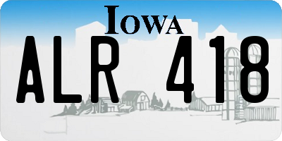IA license plate ALR418