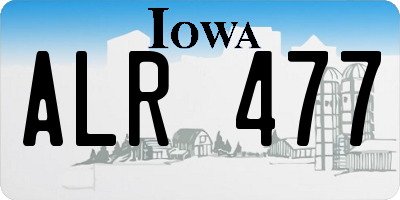 IA license plate ALR477