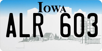 IA license plate ALR603