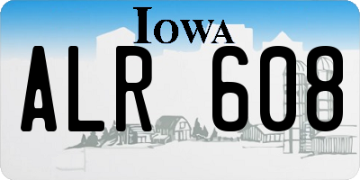 IA license plate ALR608