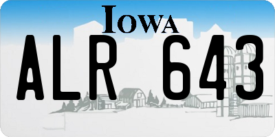 IA license plate ALR643