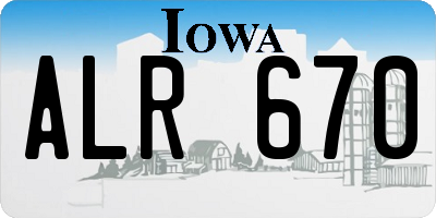 IA license plate ALR670