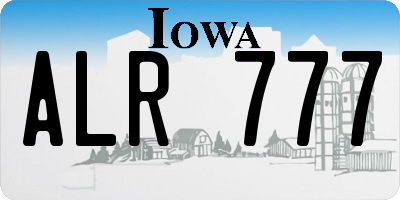 IA license plate ALR777
