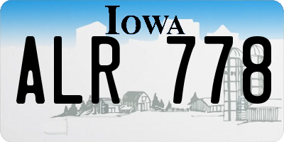 IA license plate ALR778