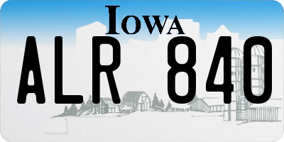 IA license plate ALR840